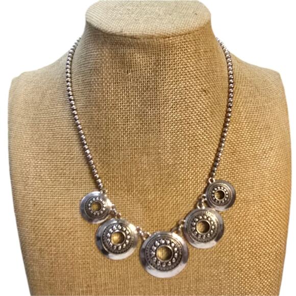 Lucky brand Silver Tone Disc Circle Necklace - Picture 2 of 7